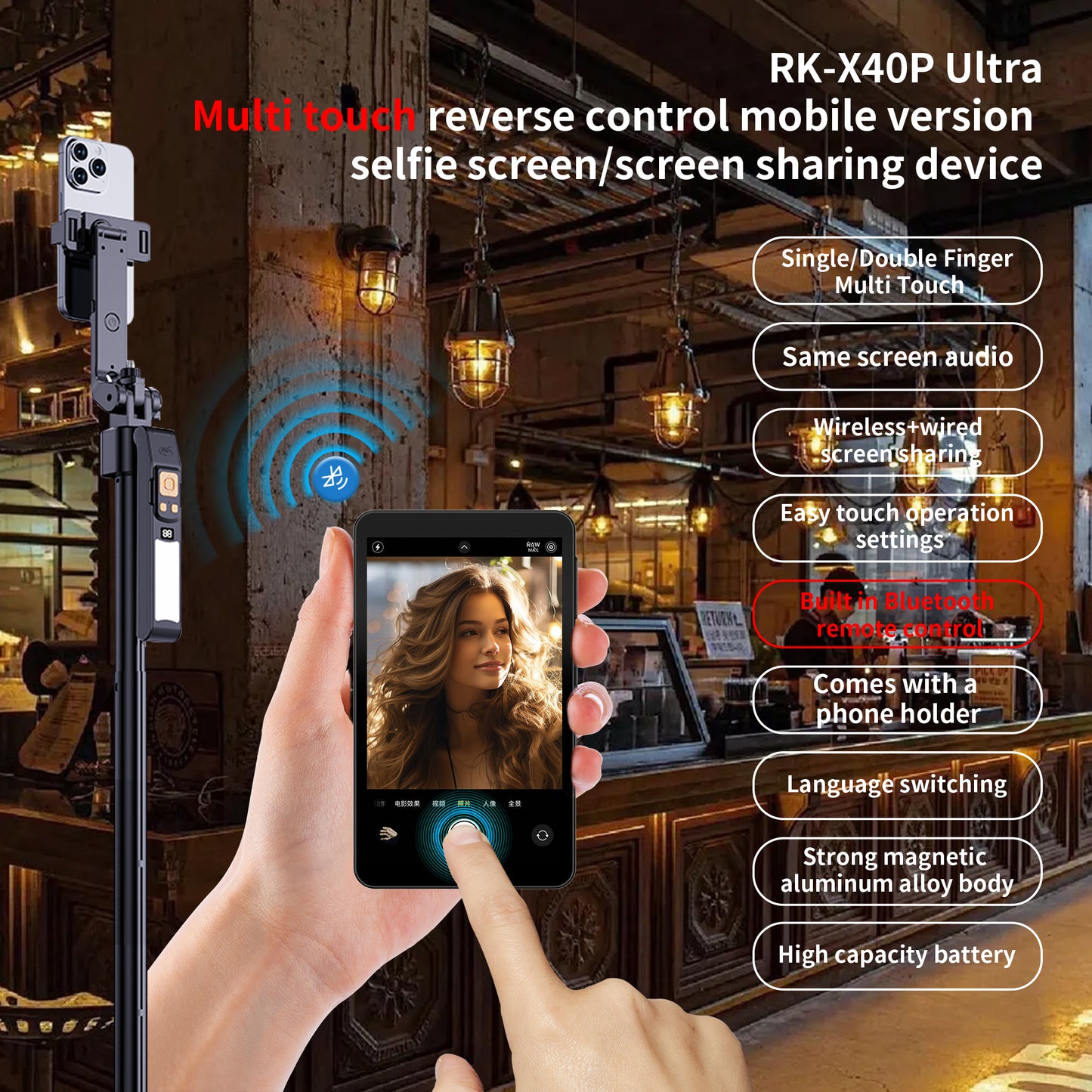 New Touch Control wireless phone selfie magnetic display phone rear split screen