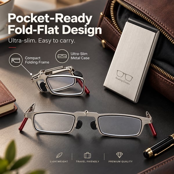 ✨ Weightless Folding Readers in a Sleek Metal Vault