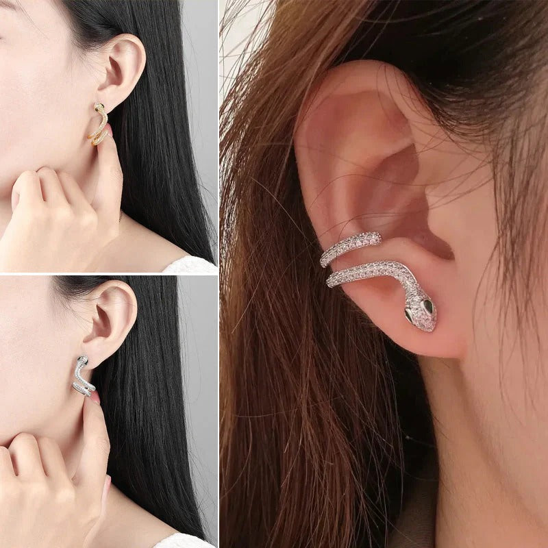 Chic silver ear clip in snake shape đ