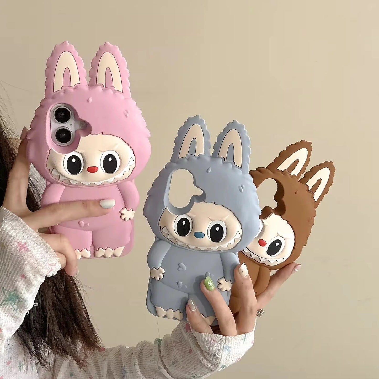 3D Labubu Trending Shockproof Rubber Silicone iPhone Case