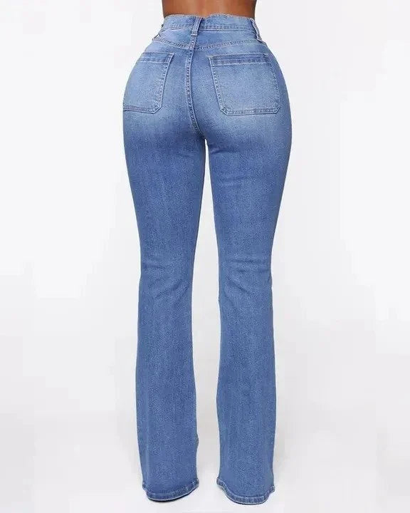 90s Vintage Button Fly Booty Shaping High Waist Flare Jeans