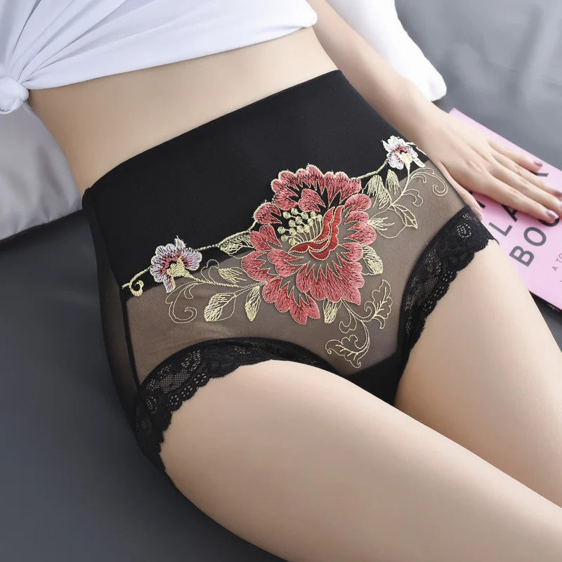 🔥🌸High Waist Premium Lace Embroidered Panties