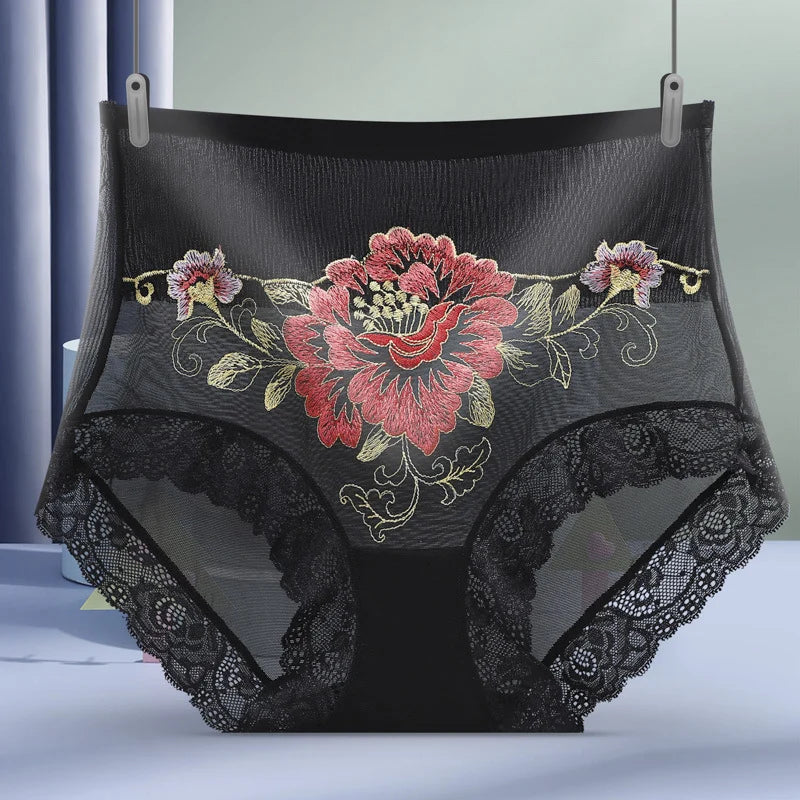 🔥🌸High Waist Premium Lace Embroidered Panties