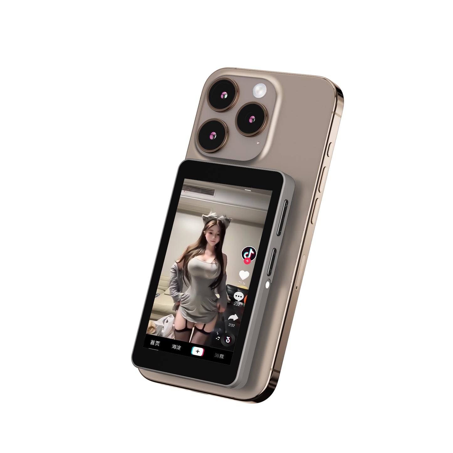 New Touch Control wireless phone selfie  magnetic display phone rear split screen