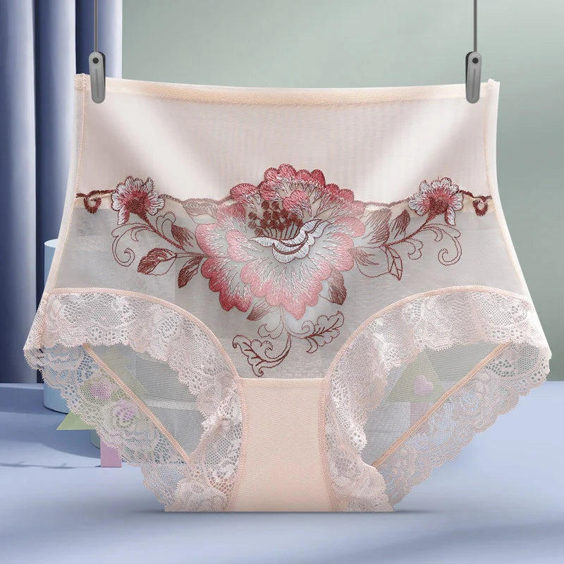 🔥🌸High Waist Premium Lace Embroidered Panties