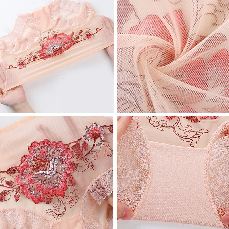 🔥🌸High Waist Premium Lace Embroidered Panties