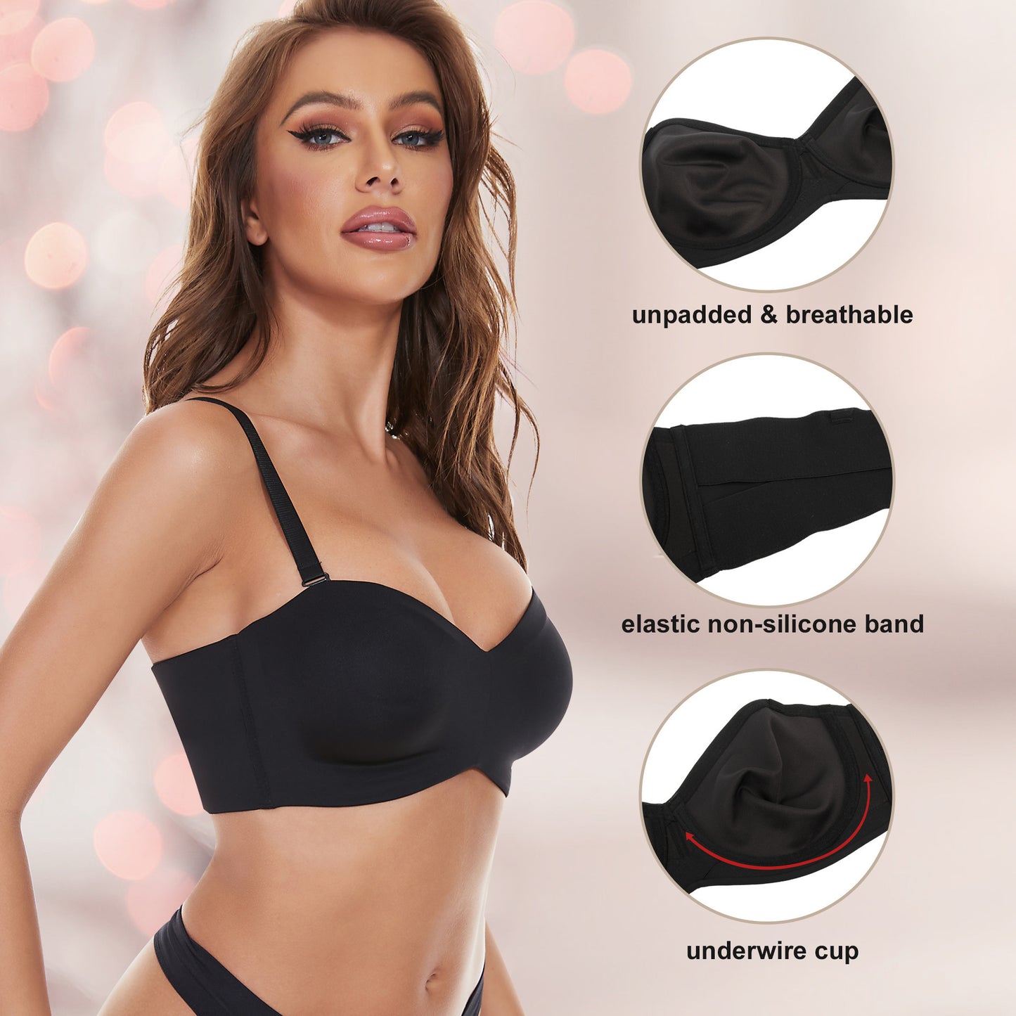 💕Full Support Non-Slip Convertible Bandeau Bra