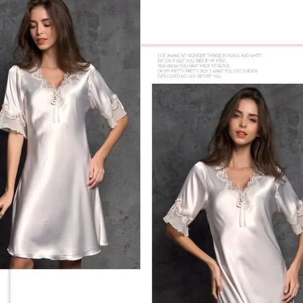 Lace Nightclothes Ice Silk Short Sleeve