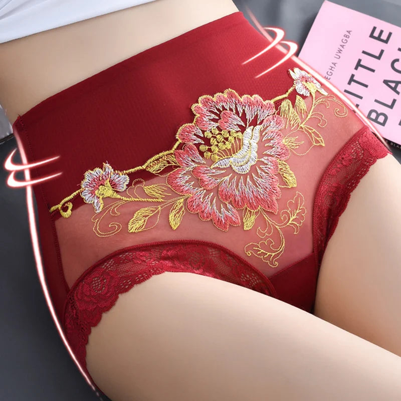 🔥🌸High Waist Premium Lace Embroidered Panties