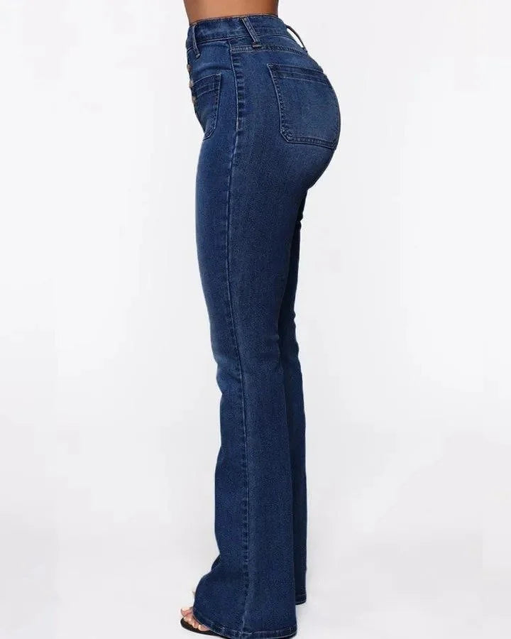 90s Vintage Button Fly Booty Shaping High Waist Flare Jeans