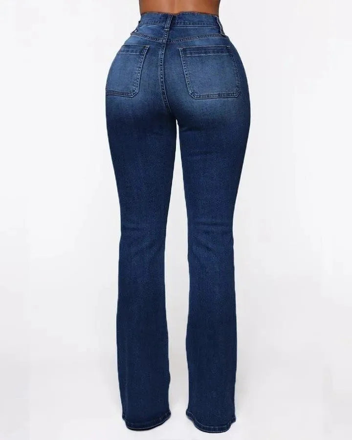 90s Vintage Button Fly Booty Shaping High Waist Flare Jeans