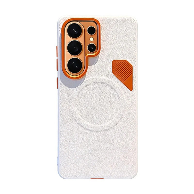 Premium Matte Leather Magnetic Cooling Case for Samsung