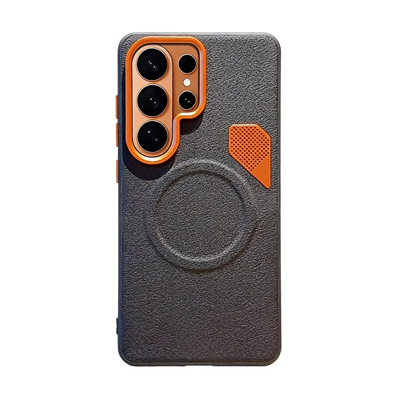 Premium Matte Leather Magnetic Cooling Case for Samsung