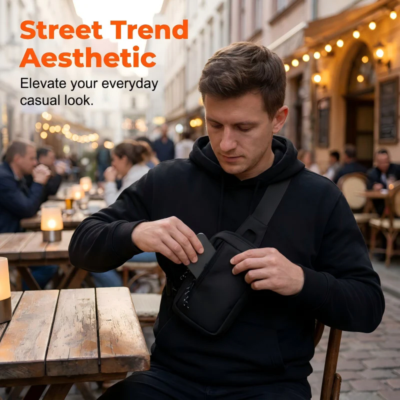 🏙️ Urban Sling Bag for Men – Lightweight & Waterproof – Adjustable Strap💼✨