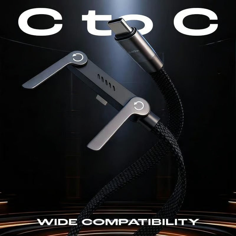⚡2-in-1 Invisible Holder Charger Cable – 240W Fast Charging Cord with Built-In Phone Stand