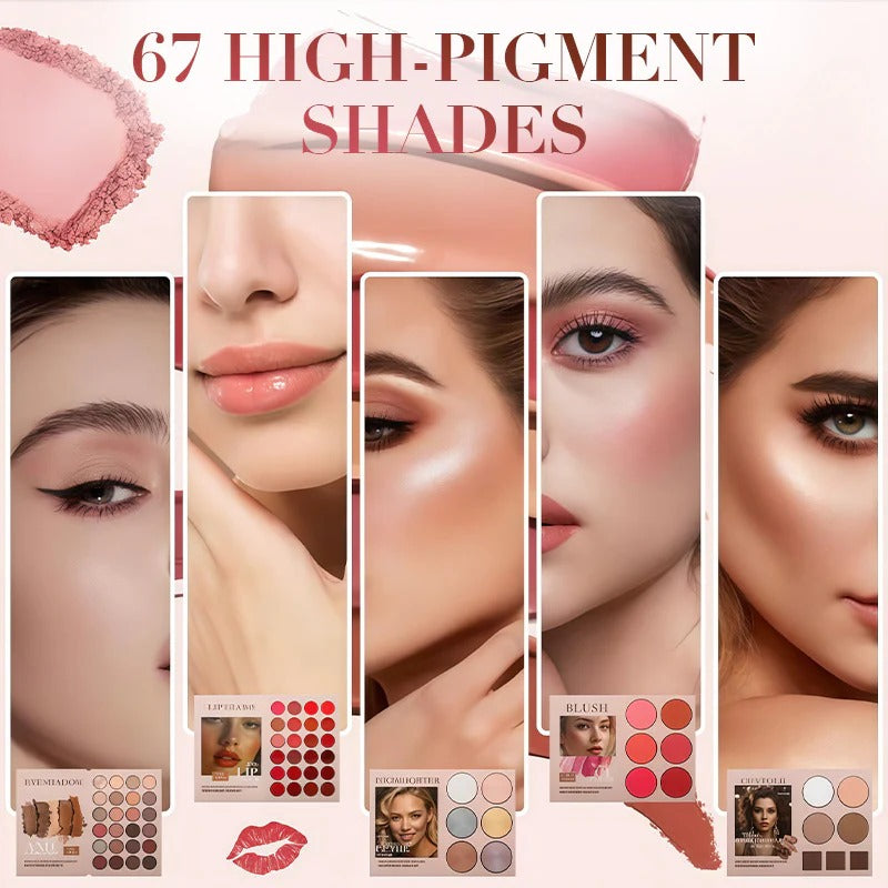 5-layer book-like makeup palette with 67 professional shades