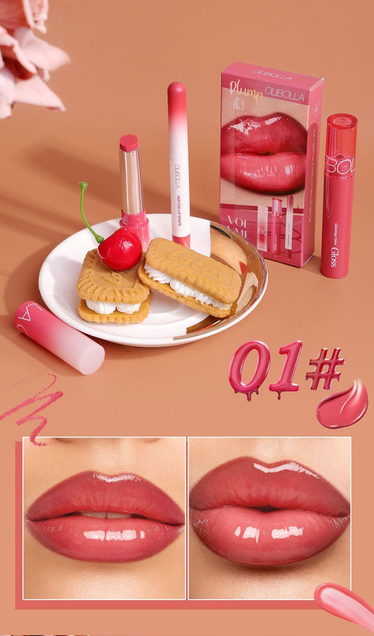Exclusive lip makeup set: lip liner + glossy lip gloss + Effect Lipstick