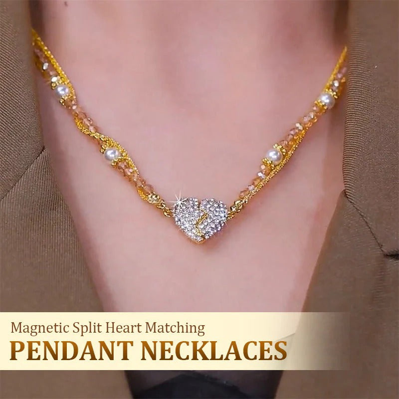Magnetic Split Heart Matching Pendant Necklaces {With Gift Box}