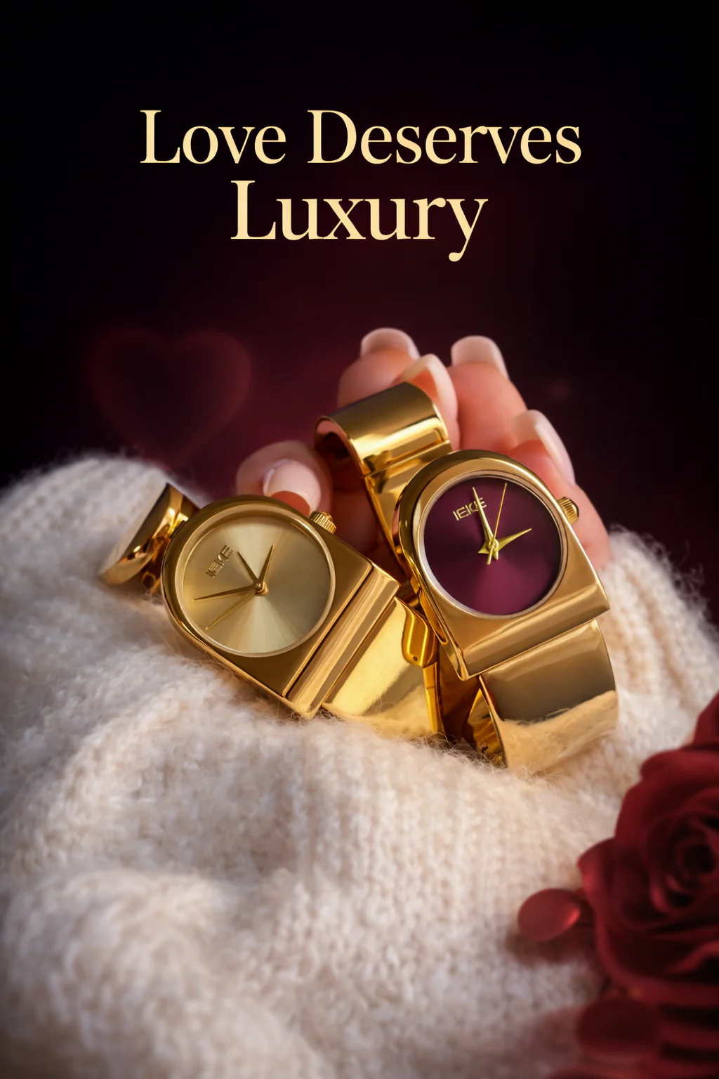 IEKE Gold Cuff Watch