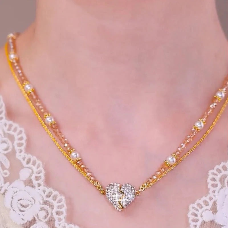 Magnetic Split Heart Matching Pendant Necklaces {With Gift Box}