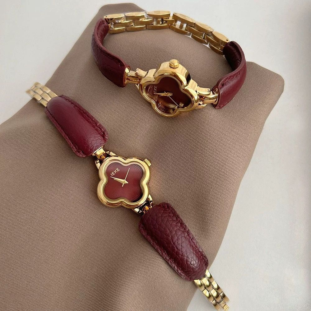 IEKE Clover-Shaped Gold Women's Watch